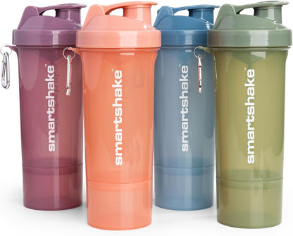 SLIM 4 Pack 400 Ml/13.5 Oz Protein Shaker Bottle | Silent Mixing | Leak-Proof Shaker Bottle | Shaker Cups for Protein Shakes | Gym Shaker Bottle | Bpa-Free, Dishwasher Safe | Multicolor